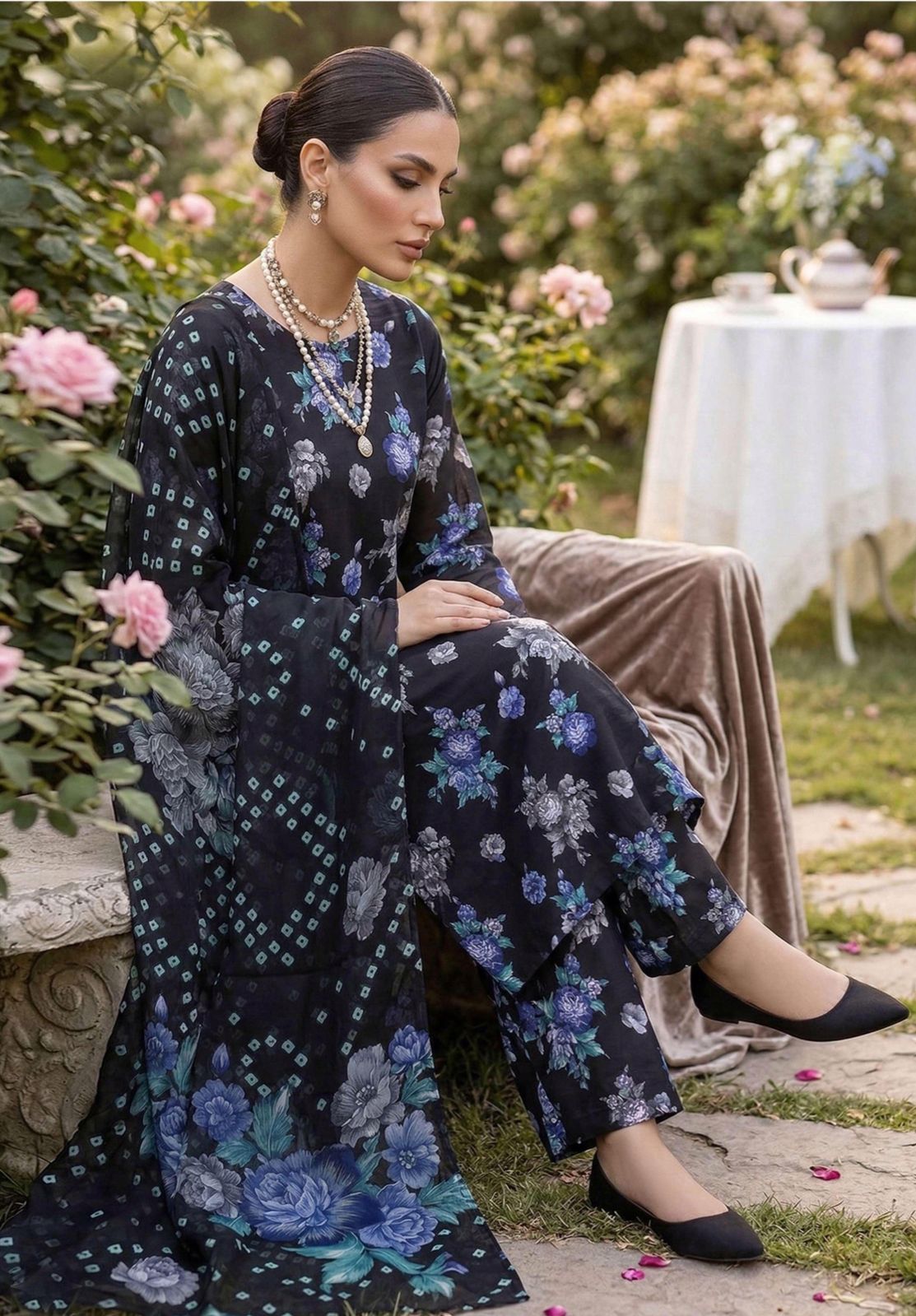 Midnight Chunri Floral - alternate view