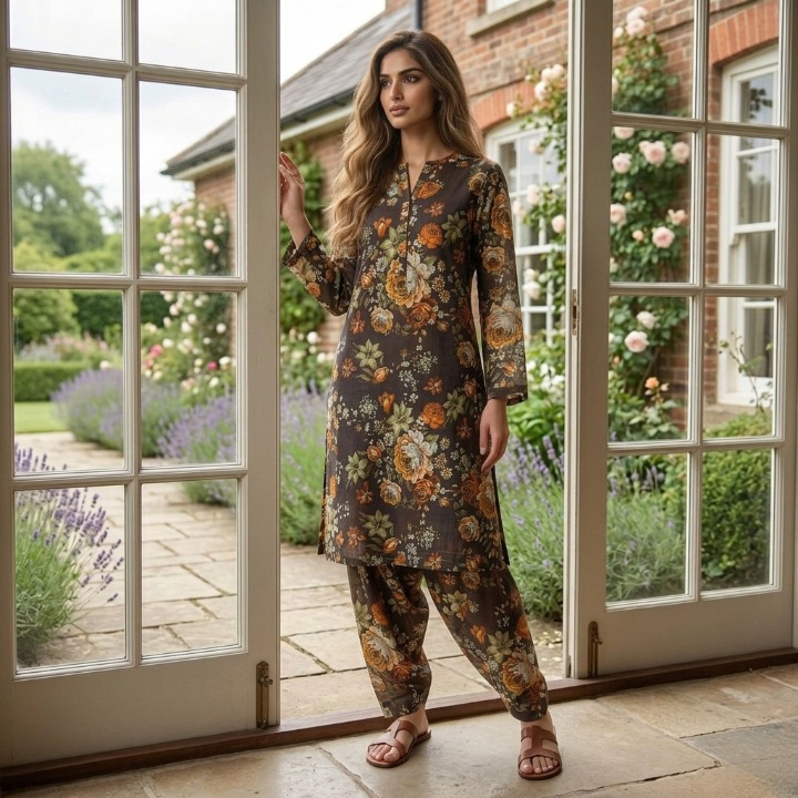 Midnight Amber Floral Lawn alt