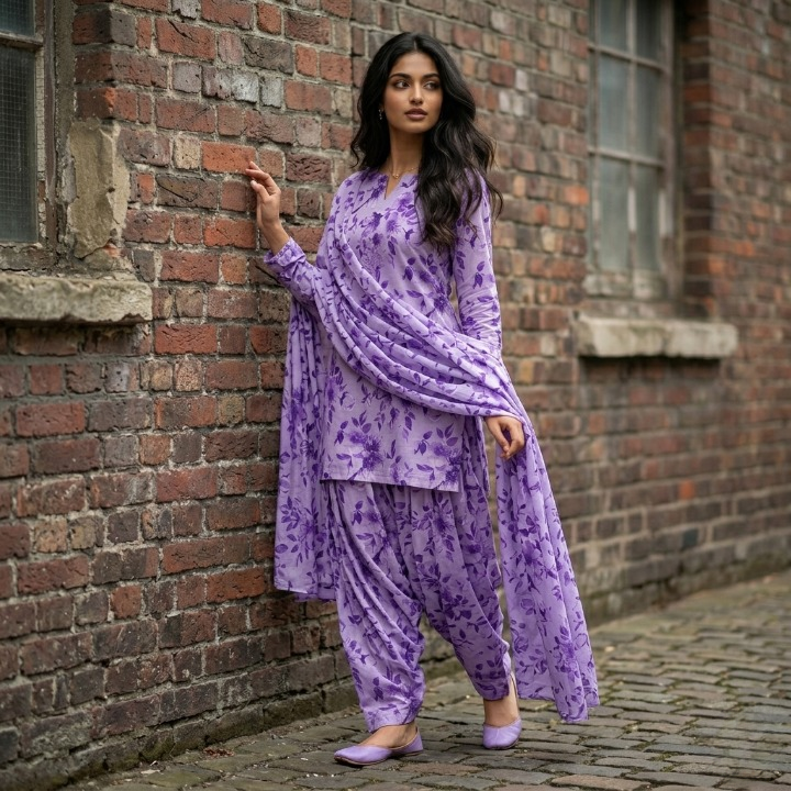 Royal Violet Floral Printed Lawn alt