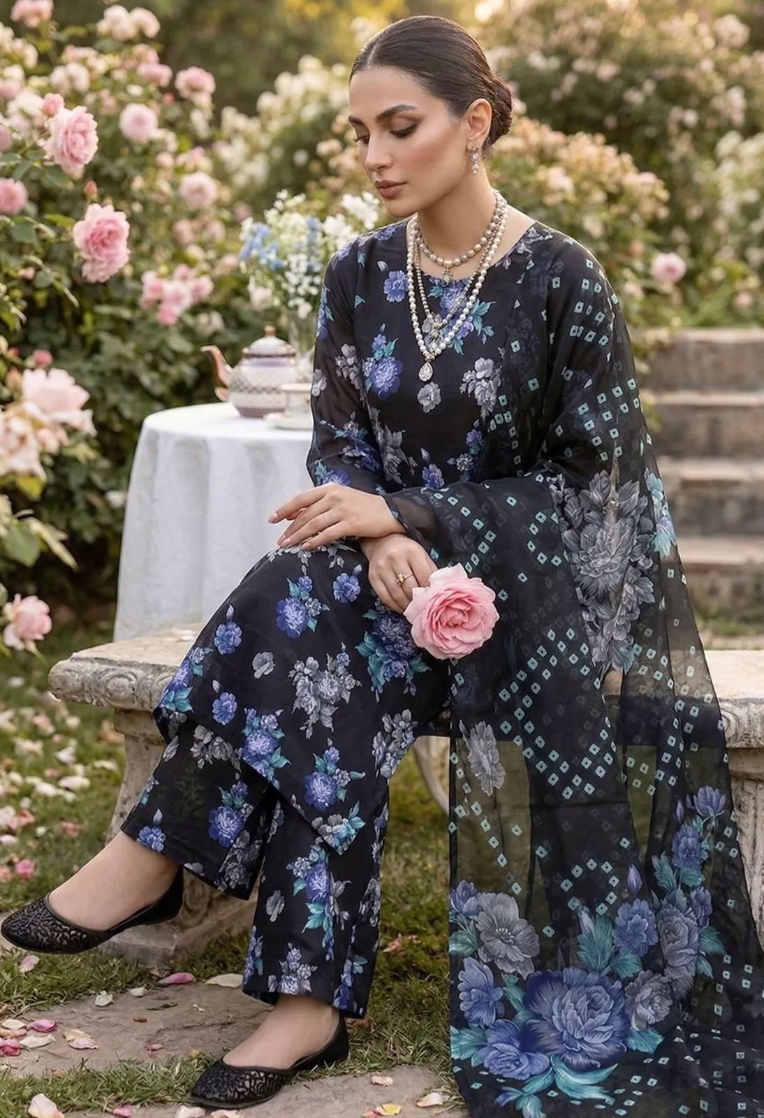 Midnight Chunri Floral